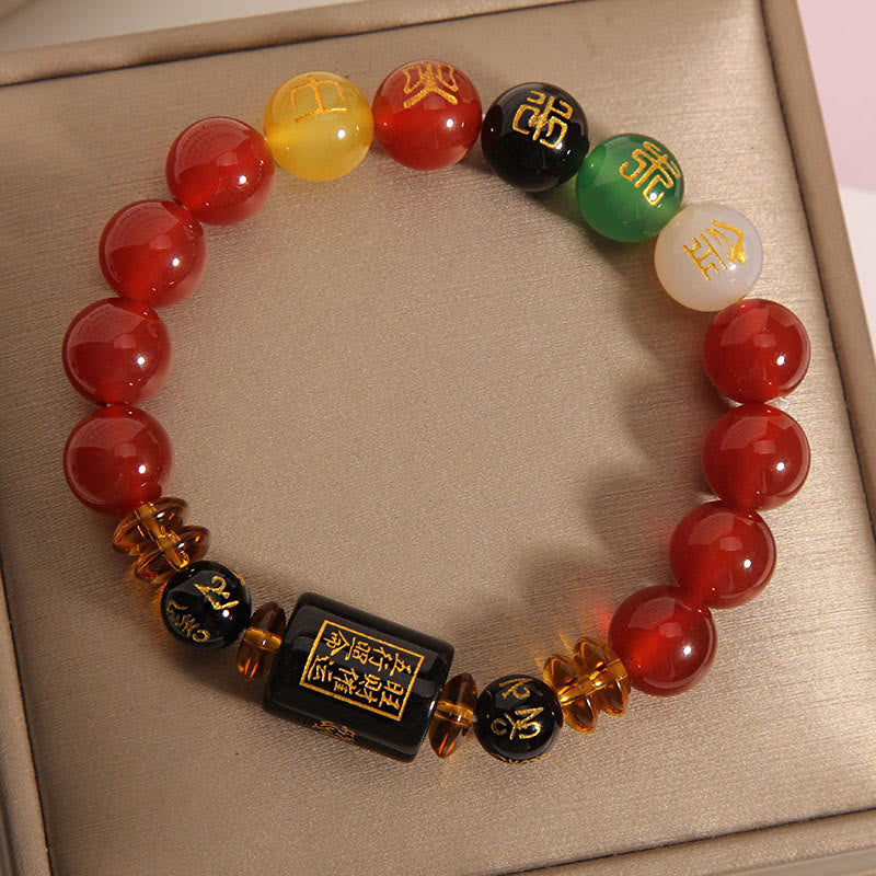 Bracelet en agate onyx noire des cinq éléments pour la sagesse et la richesse