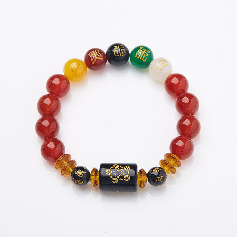 Bracelet en agate onyx noire des cinq éléments pour la sagesse et la richesse