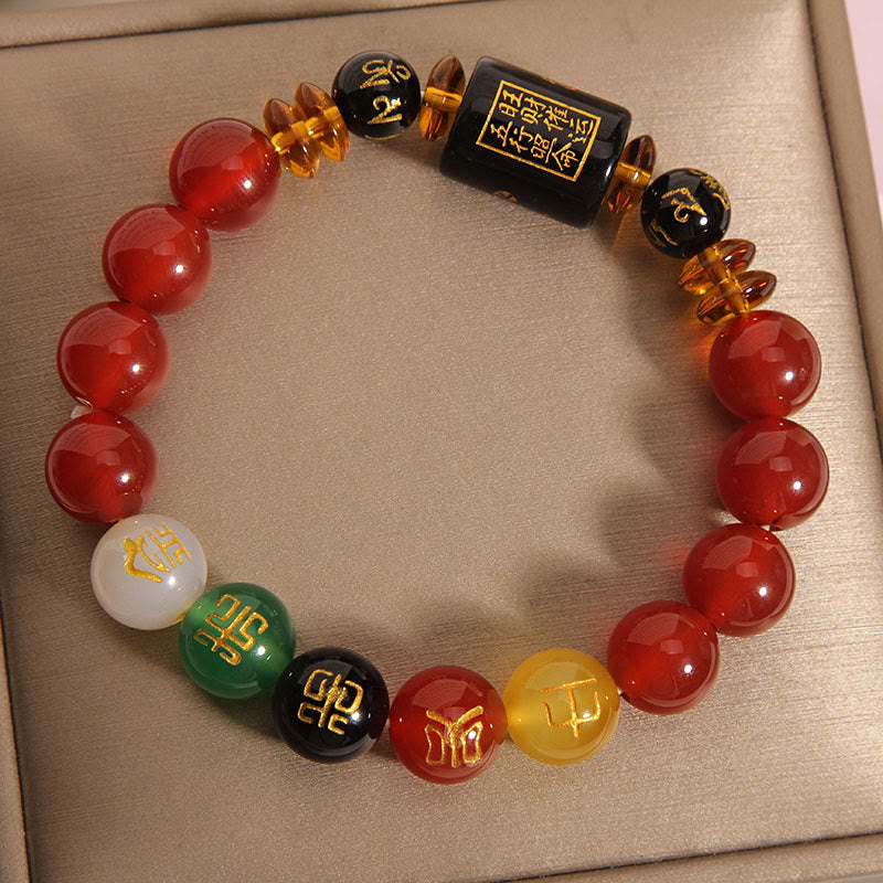 Bracelet en agate onyx noire des cinq éléments pour la sagesse et la richesse