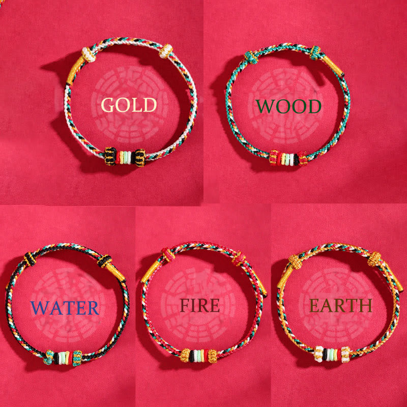 Bracelet porte-bonheur en fil coloré Five Elements pour l'équilibre spirituel