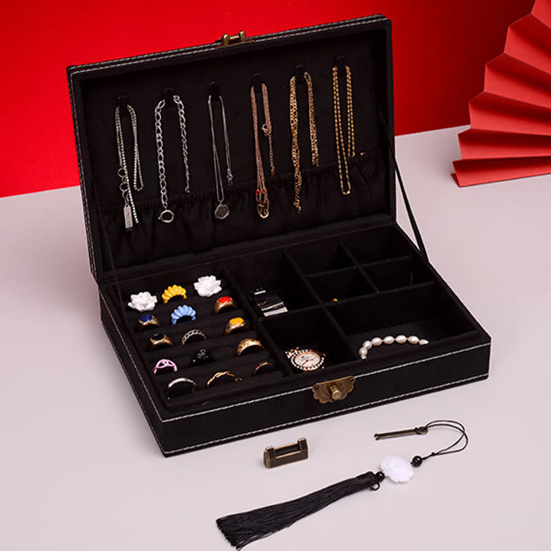 Boîte à bijoux en flanelle avec serrure | Rangement spirituel