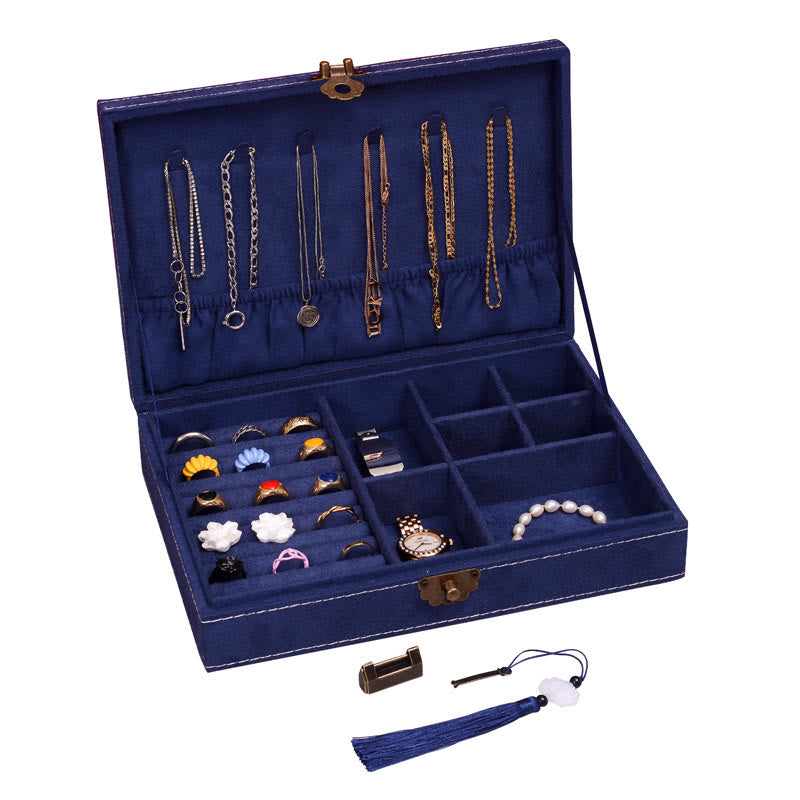 Boîte à bijoux en flanelle avec serrure | Rangement spirituel