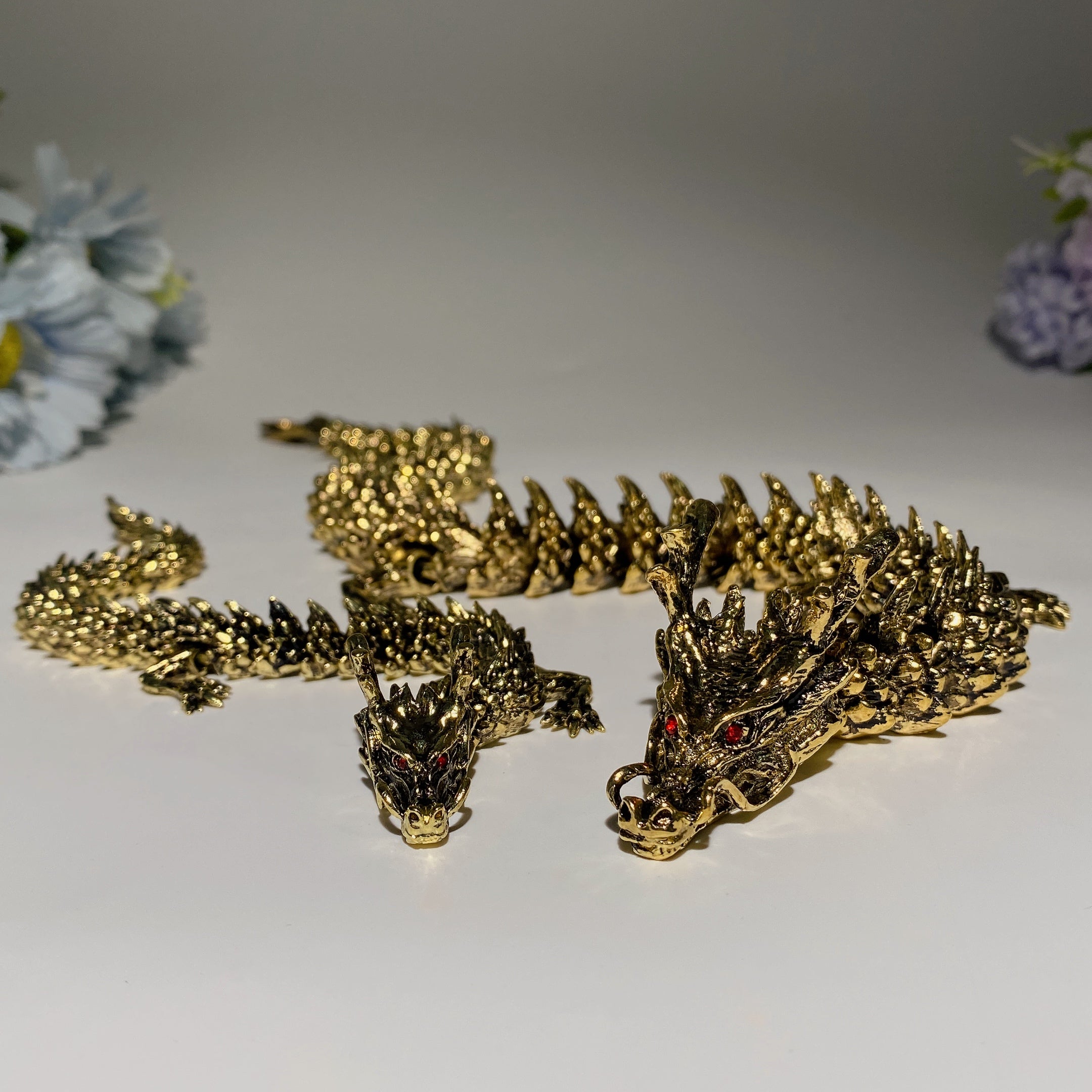 Flexible Copper Chinese Dragon Statue, 22 or 42cm Display