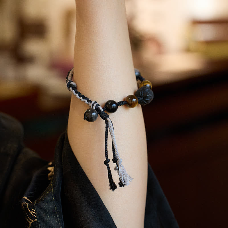 Bracelet de protection en corde d'améthyste et fluorite 14-18 cm