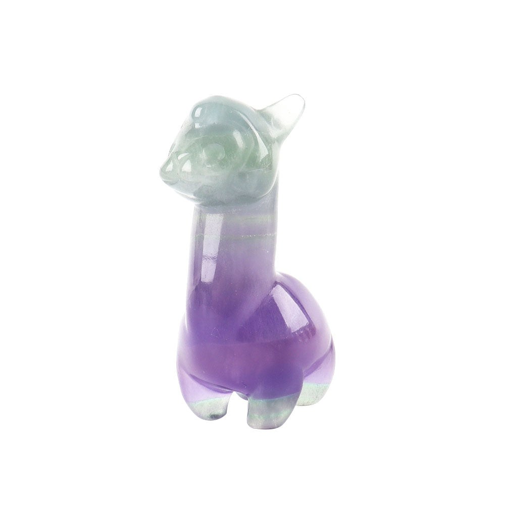 Fluorite Crystal Alpaca Carving 1.2 Inch Handcrafted Figurine