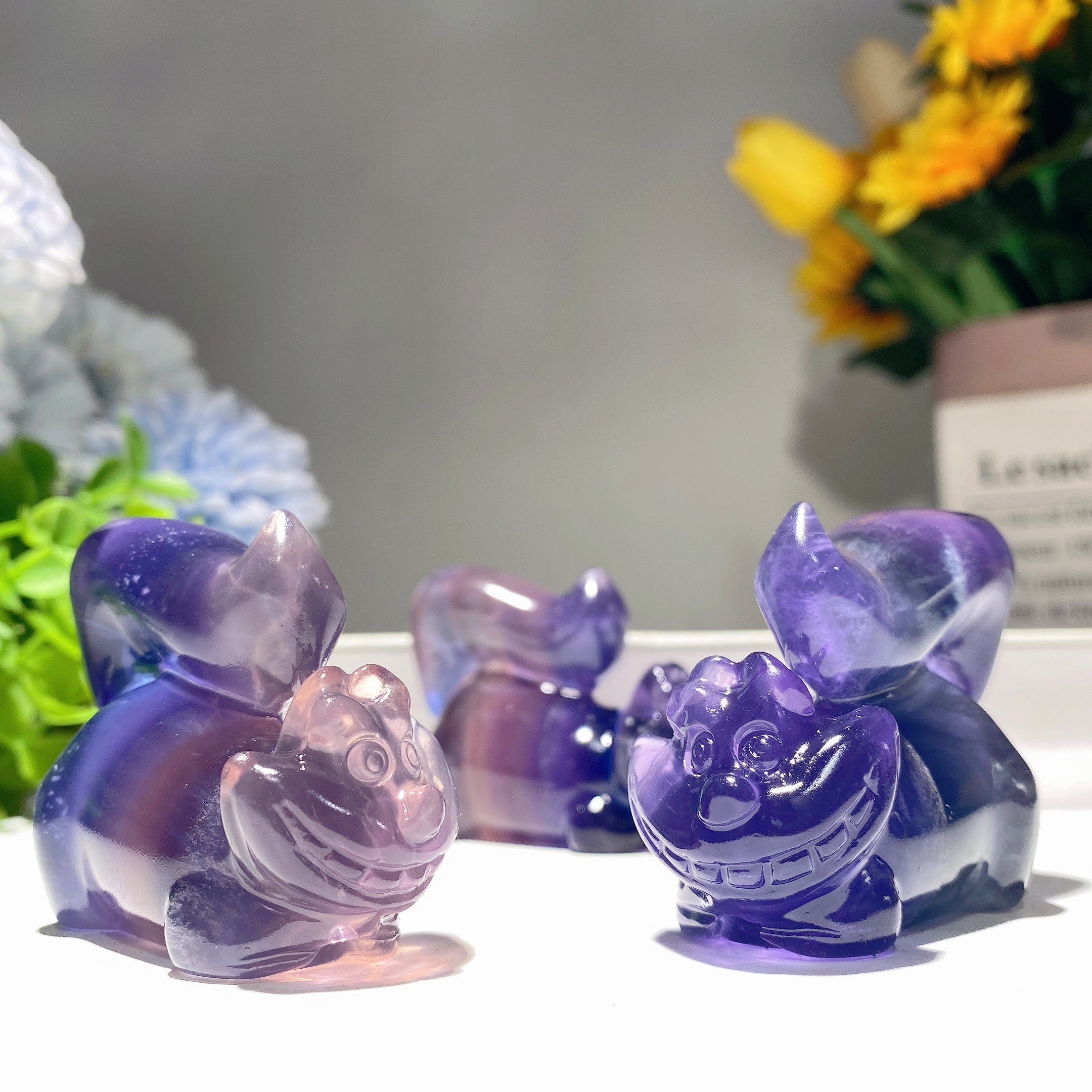 Fluorite Crystal Cheshire Cat Carving 2.3 inches Healing