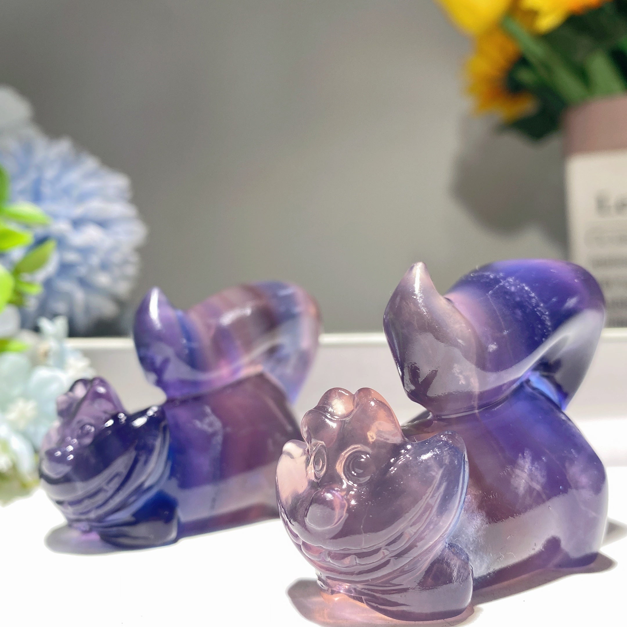 Fluorite Crystal Cheshire Cat Carving 2.3 inches Healing