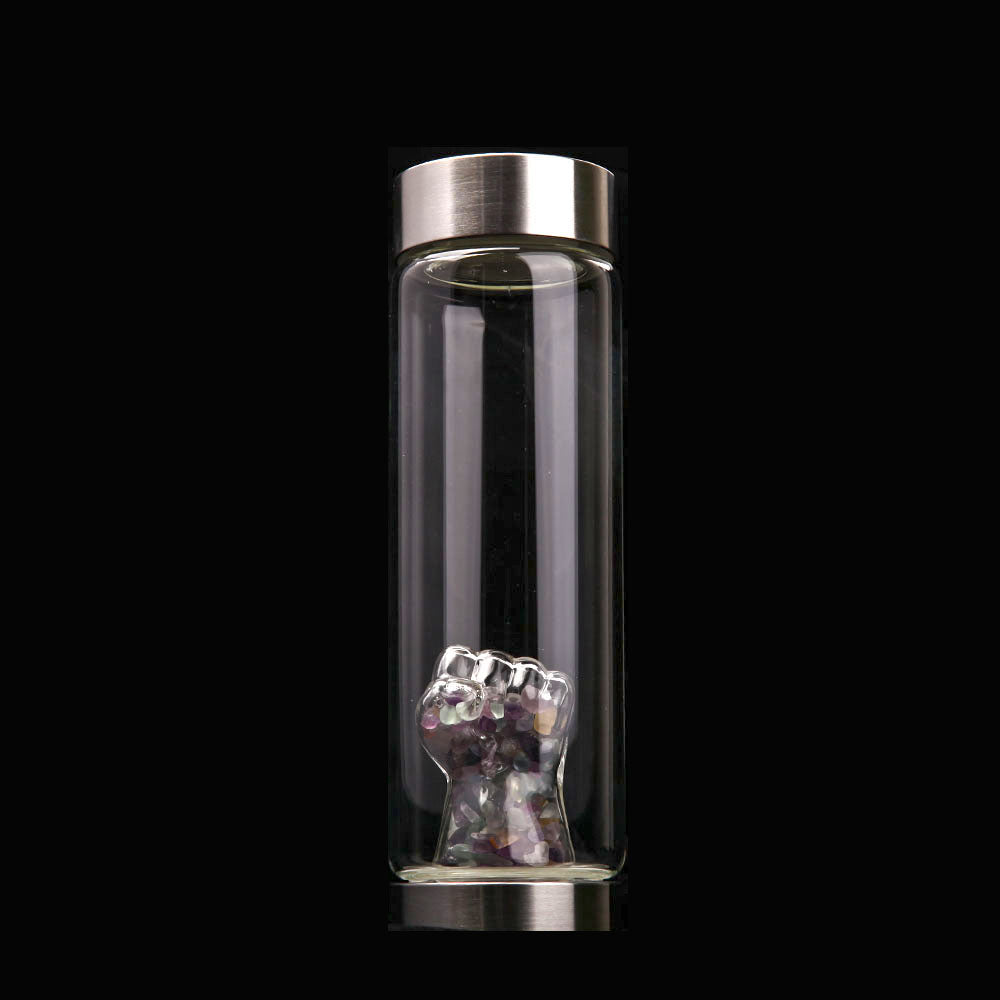 Bouteille d'eau en verre cristal de fluorite 23,5 cm Hydratation curative