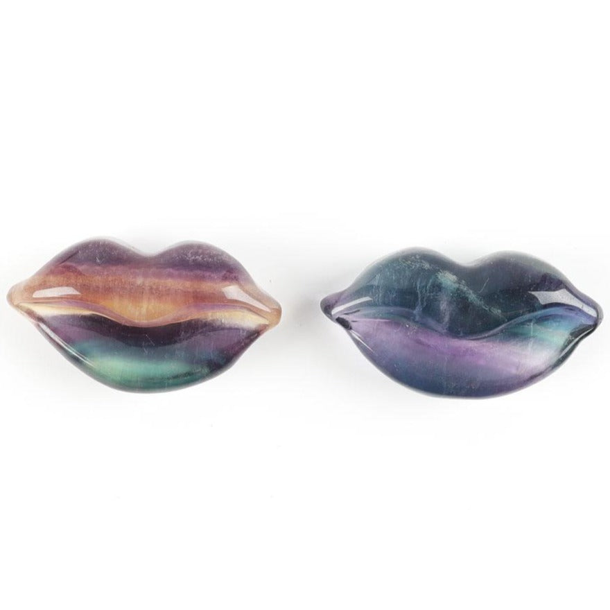Fluorite Crystal Lips Carvings 2-2.2 Inch Polished Shape