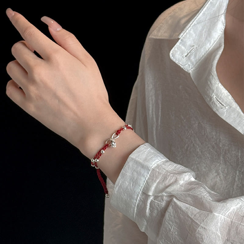 Bracelet en fil rouge Fox Peach Blossom pour la connexion et la chance