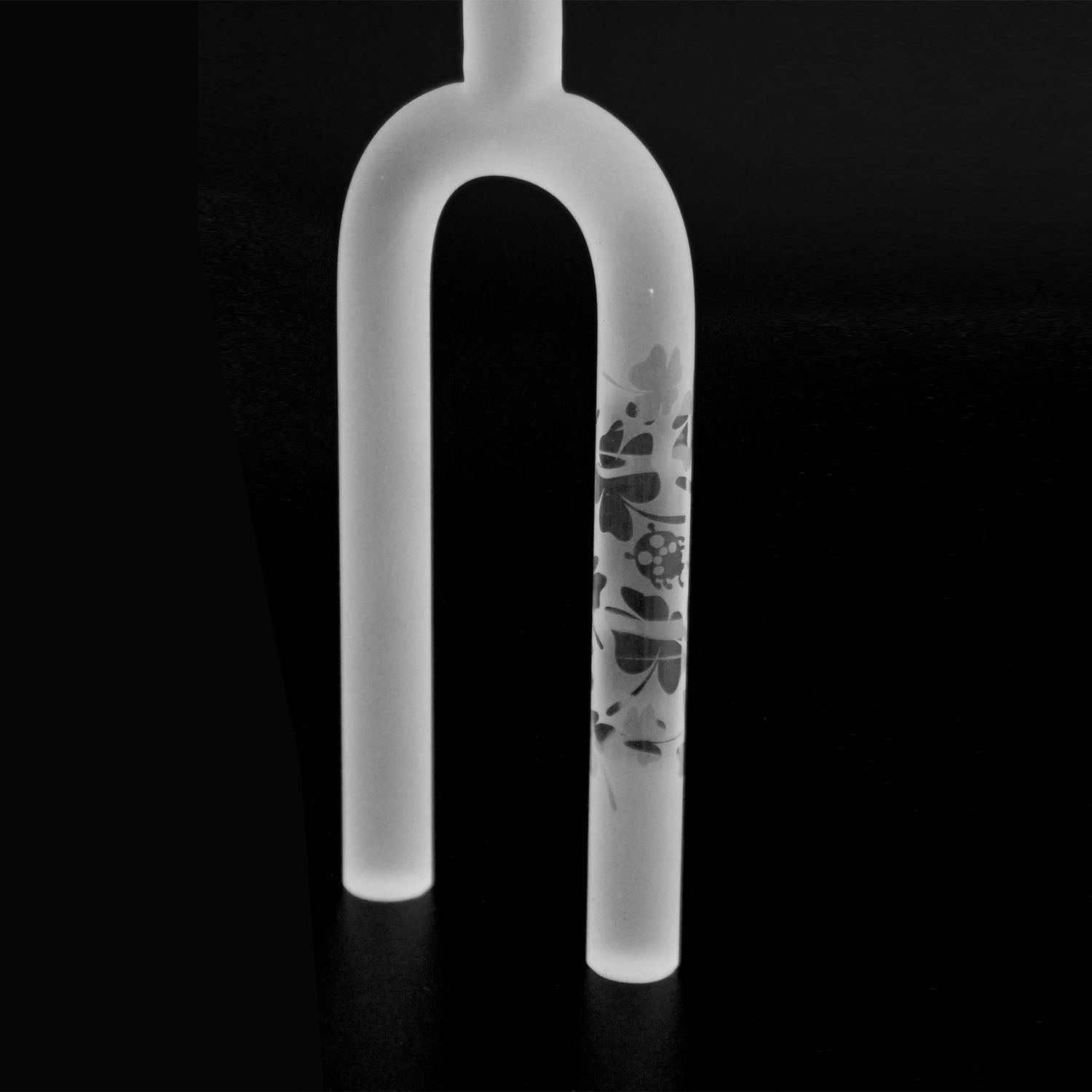 Diapason en cristal de quartz givré 432 Hz avec motifs