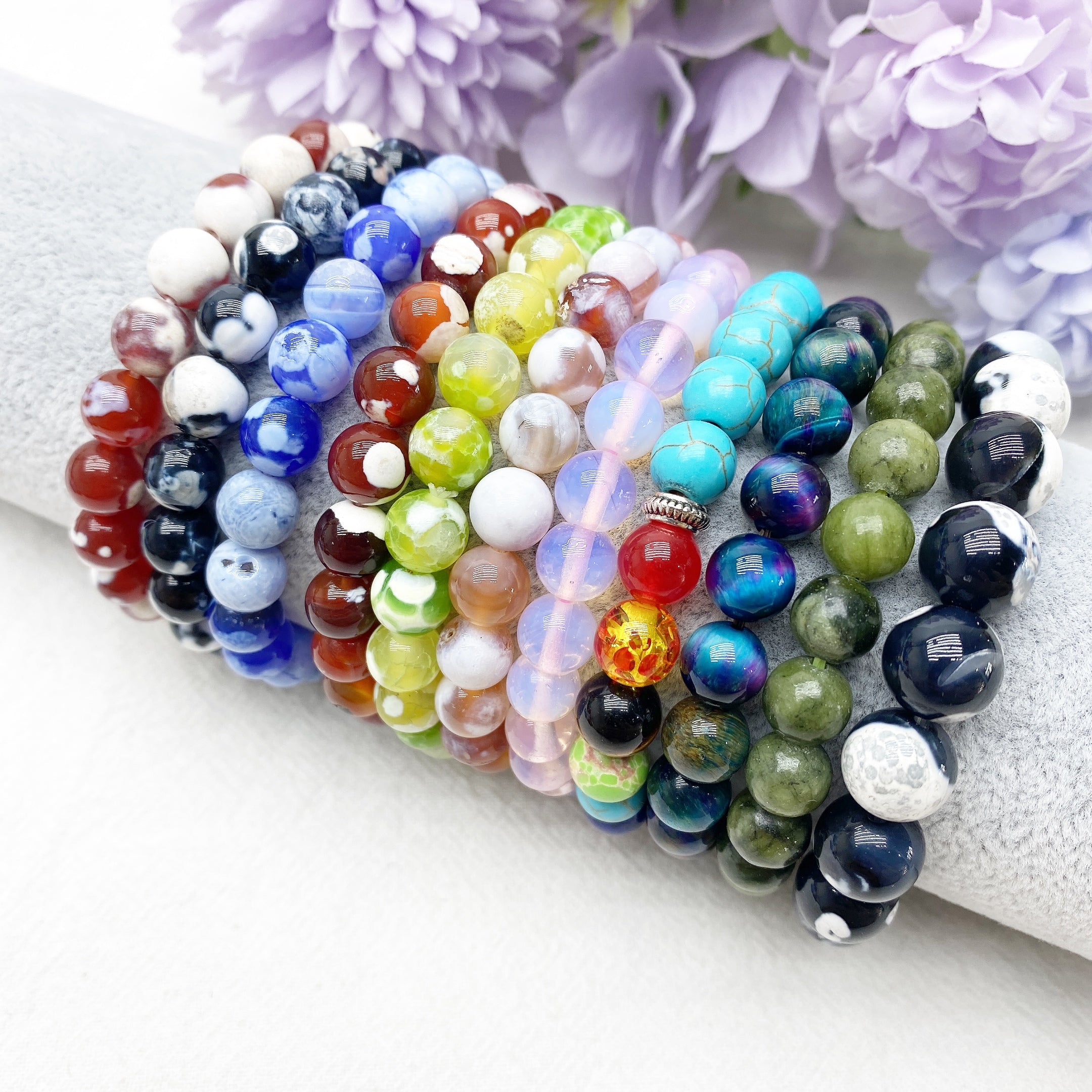 Galaxy Tiger Eye & Orca Onyx Chakra Bracelet 8mm
