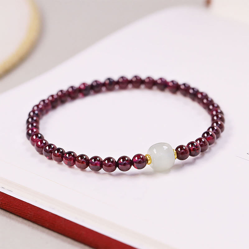 Bracelet de purification en perles de jade grenat 4 mm grenat 7 x 6 mm jade