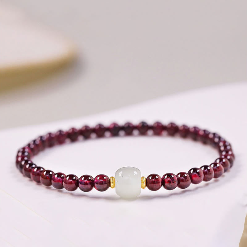 Bracelet de purification en perles de jade grenat 4 mm grenat 7 x 6 mm jade