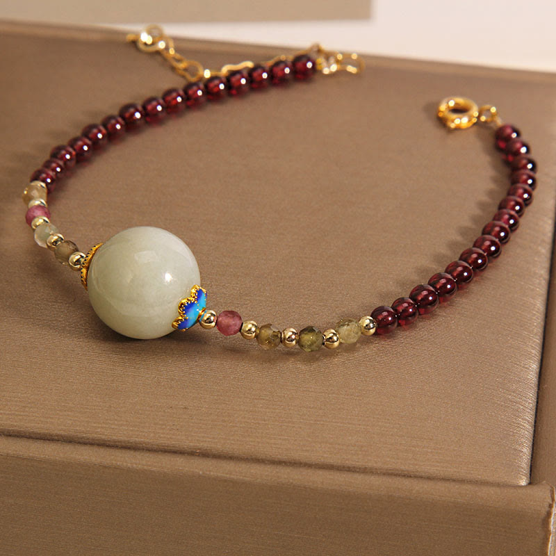 Bracelet de protection avec boucle de paix en jade grenat