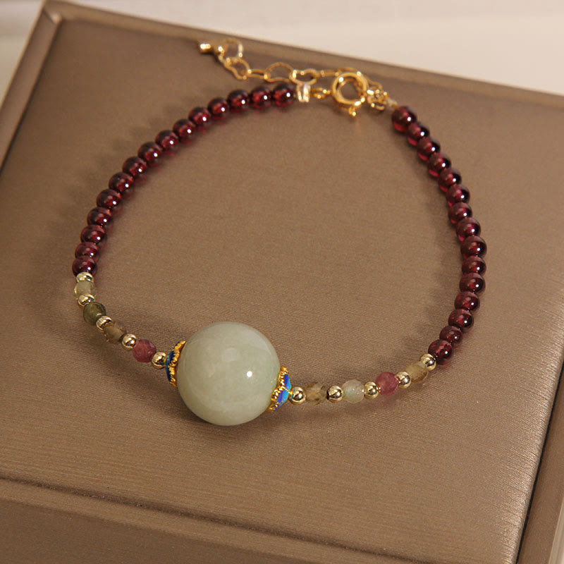 Bracelet de protection avec boucle de paix en jade grenat