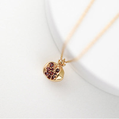 Collier Grenat Pendentif Passion Argent Plaqué Or 18 Carats