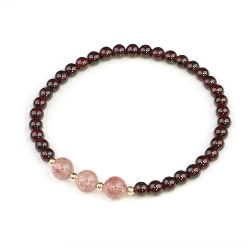 Bracelet de guérison calme en grenat et quartz fraise