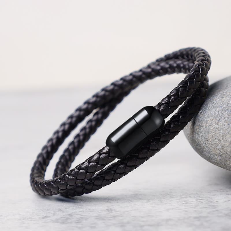 Bracelet de protection en cuir véritable avec cordon rouge et boucle magnétique