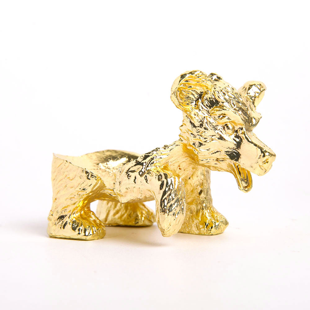 Gold Metal Bear Shaped Crystal Sphere Holder Stand 2.7in