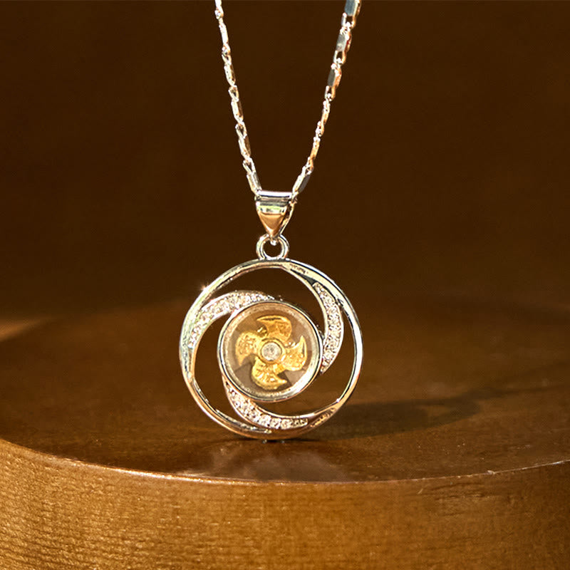 Collier pendentif spirituel moulin à vent en cuivre plaqué or