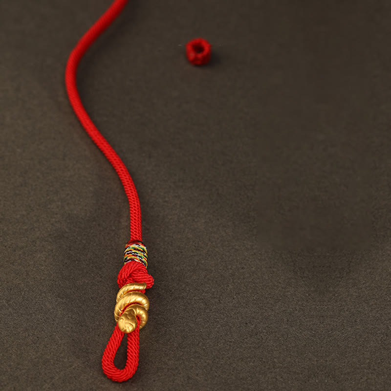 Bracelet de protection porte-bonheur en fil rouge serpent doré