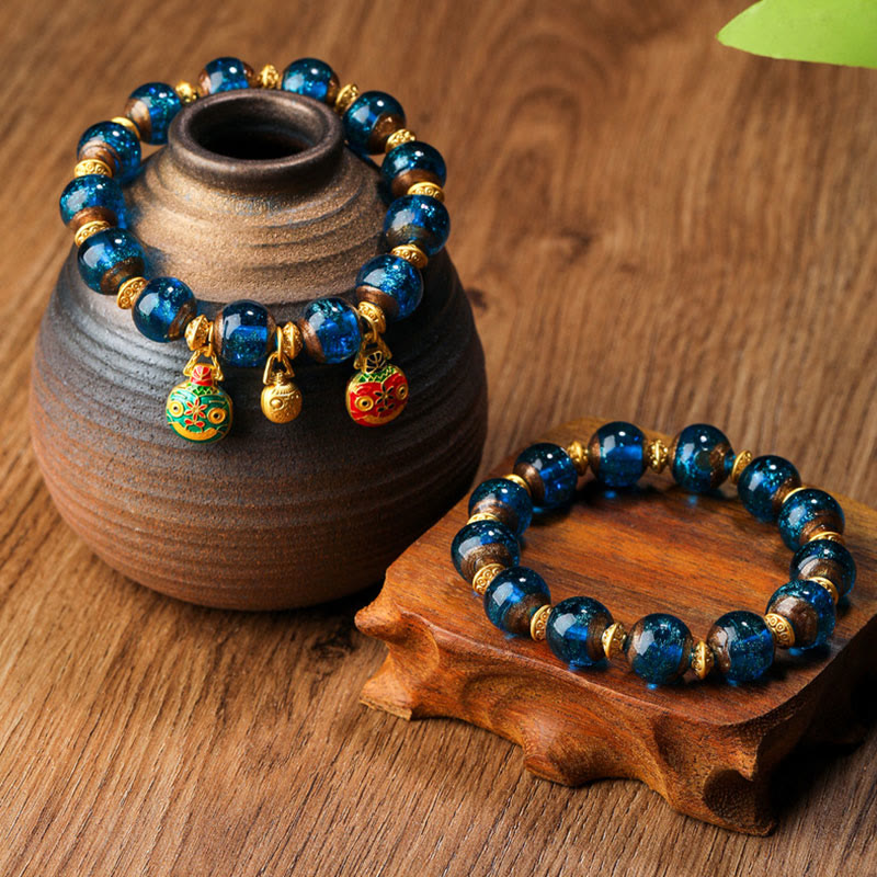 Bracelet spirituel en perles de verre Liuli, bête avaleuse d'or, 12 mm