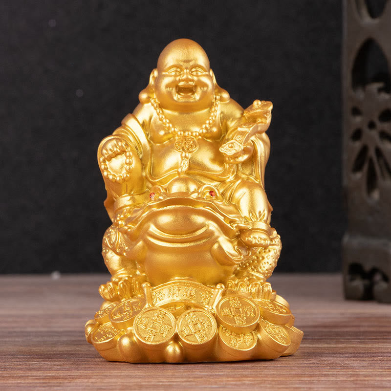 Statue de Bouddha doré de taille moyenne, 20 cm, Feng Shui, richesse