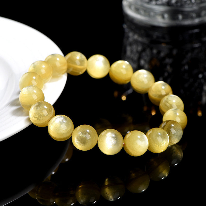 Bracelet spirituel en lépidolite dorée pour la protection et la prospérité