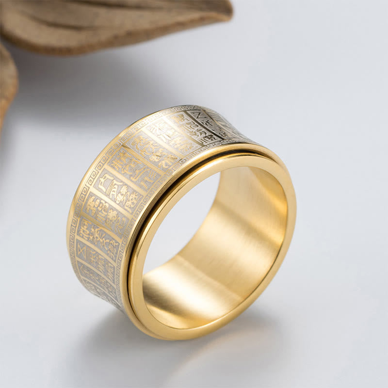 Bague tournante en acier titane avec mantra Golden Light | Équilibre spirituel
