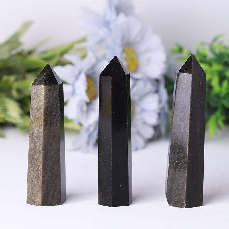 Golden Obsidian Point Crystal Tower 2.4-4.5 Inches Healing