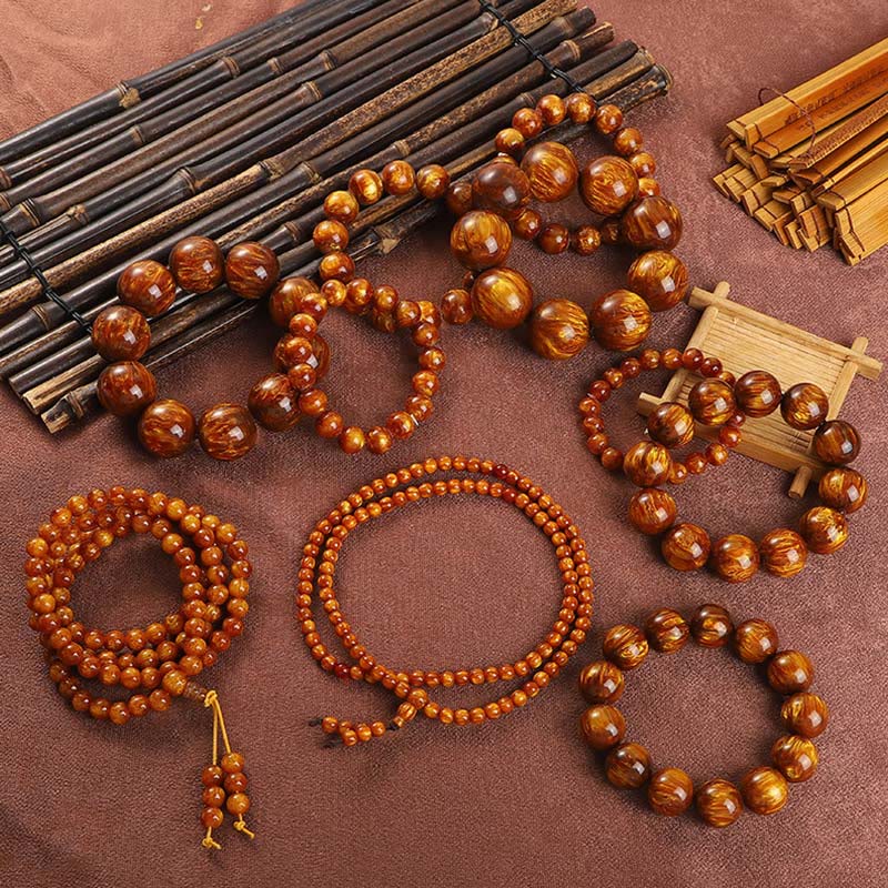 Bracelet Mala en saule doré pour le succès et la guérison