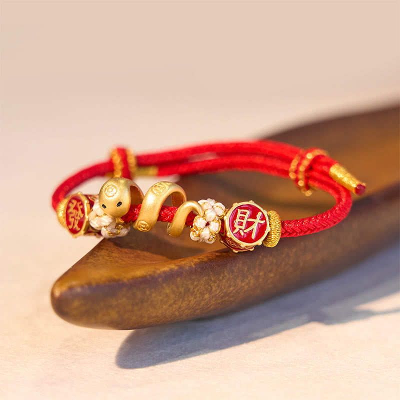 Bracelet de bijoux spirituels de prospérité serpent doré