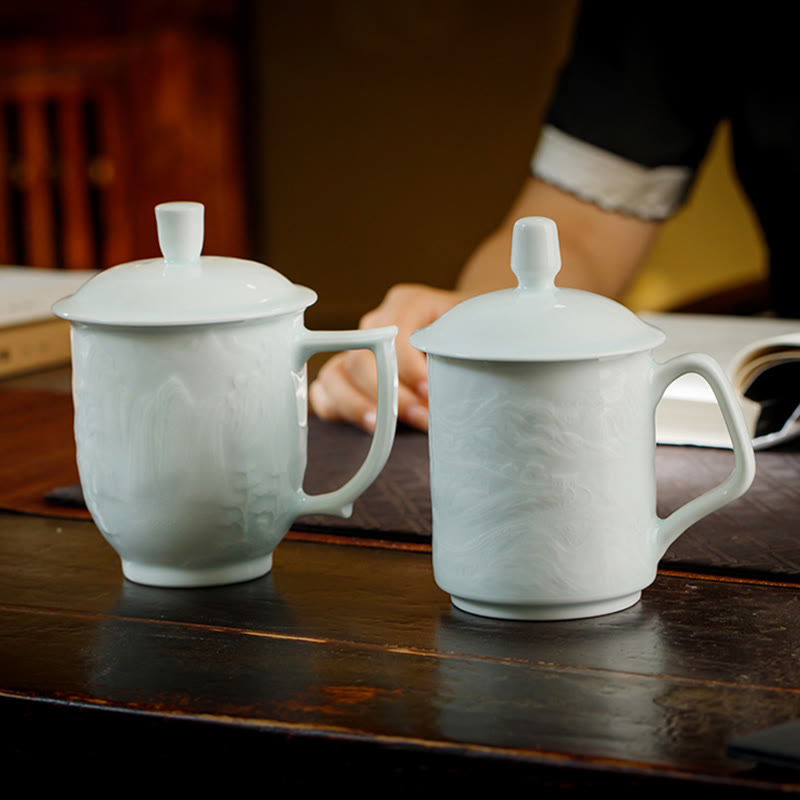 Tasse à thé en porcelaine de Jingdezhen de la Grande Muraille, 400 ml, tasse de bureau