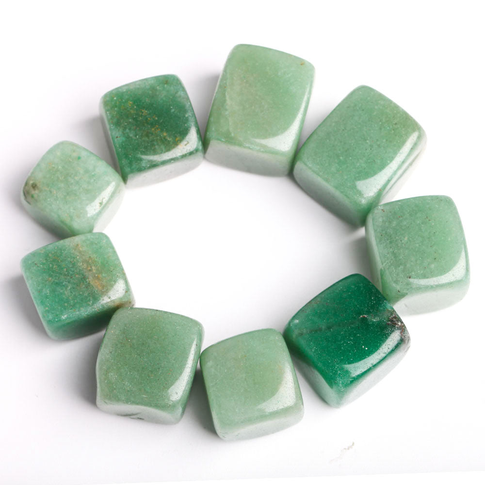 Cube de cristal d'aventurine verte 2 cm, pierre précieuse polie
