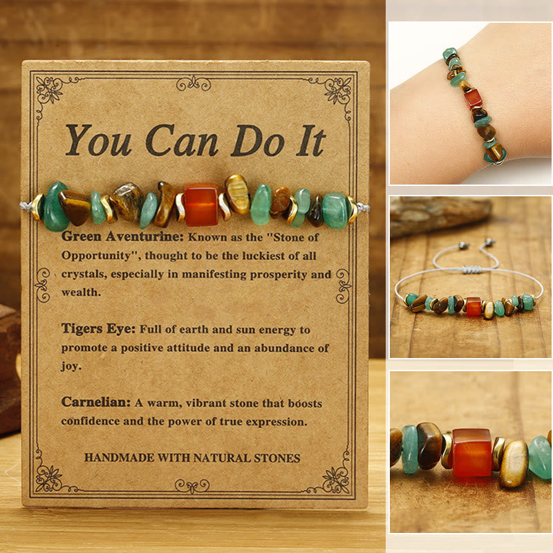 Bracelet porte-bonheur en aventurine verte You Can Do It 14-24 cm
