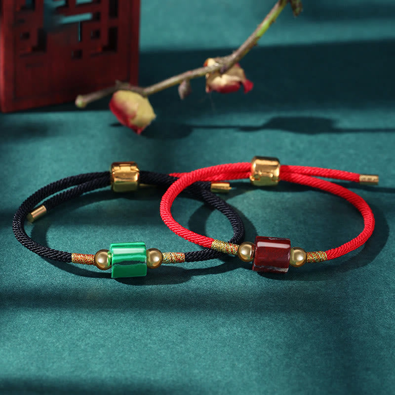 Bracelet en corde tressée avec protection chanceuse en aventurine verte
