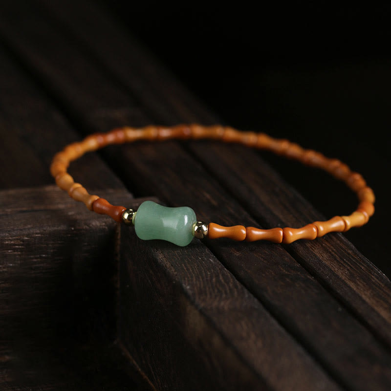 Bracelet porte-bonheur en aventurine verte et noyau d'olive, poignet de 14 à 16 cm
