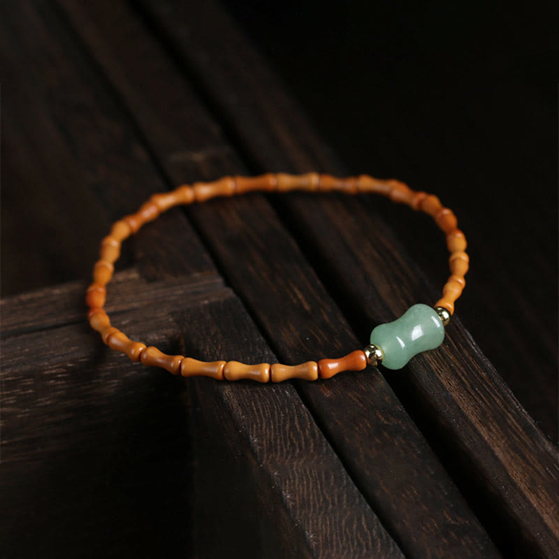 Bracelet porte-bonheur en aventurine verte et noyau d'olive, poignet de 14 à 16 cm