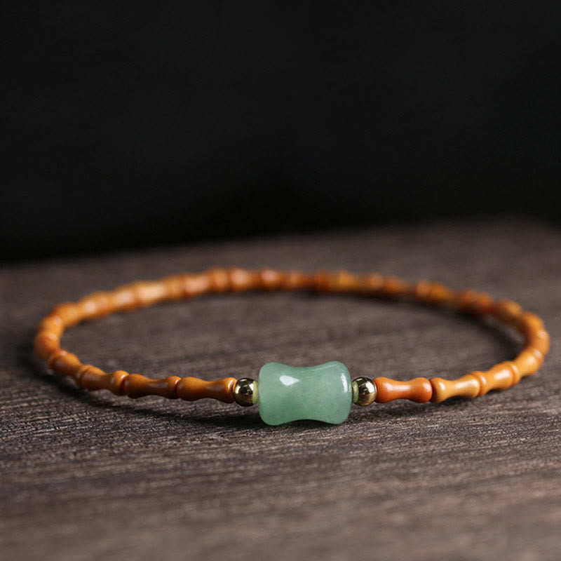 Bracelet porte-bonheur en aventurine verte et noyau d'olive, poignet de 14 à 16 cm