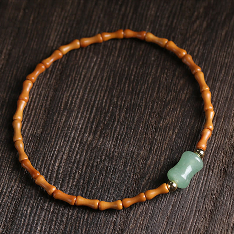 Bracelet porte-bonheur en aventurine verte et noyau d'olive, poignet de 14 à 16 cm
