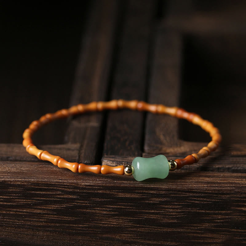 Bracelet porte-bonheur en aventurine verte et noyau d'olive, poignet de 14 à 16 cm