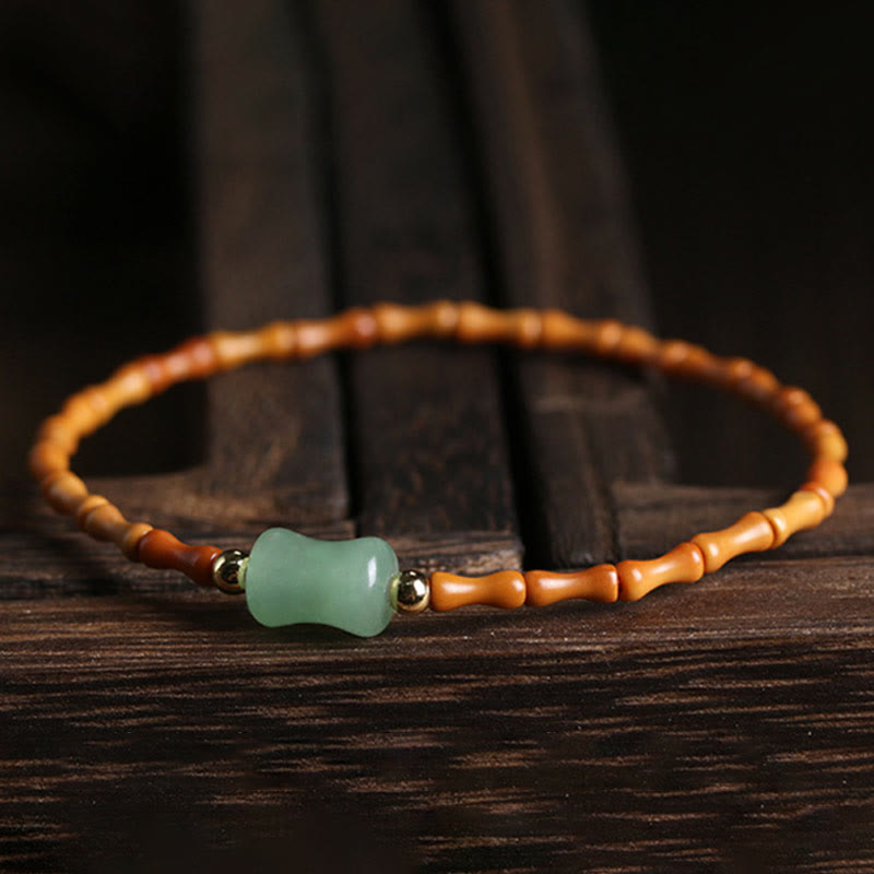 Bracelet porte-bonheur en aventurine verte et noyau d'olive, poignet de 14 à 16 cm
