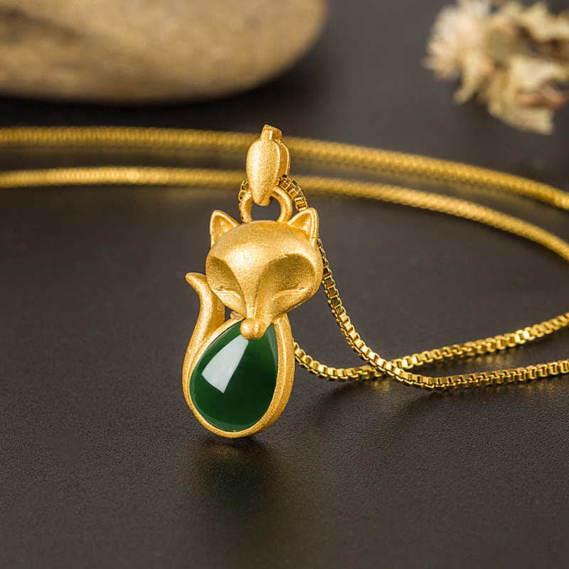 Collier pendentif courage en calcédoine verte | Sons de guérison