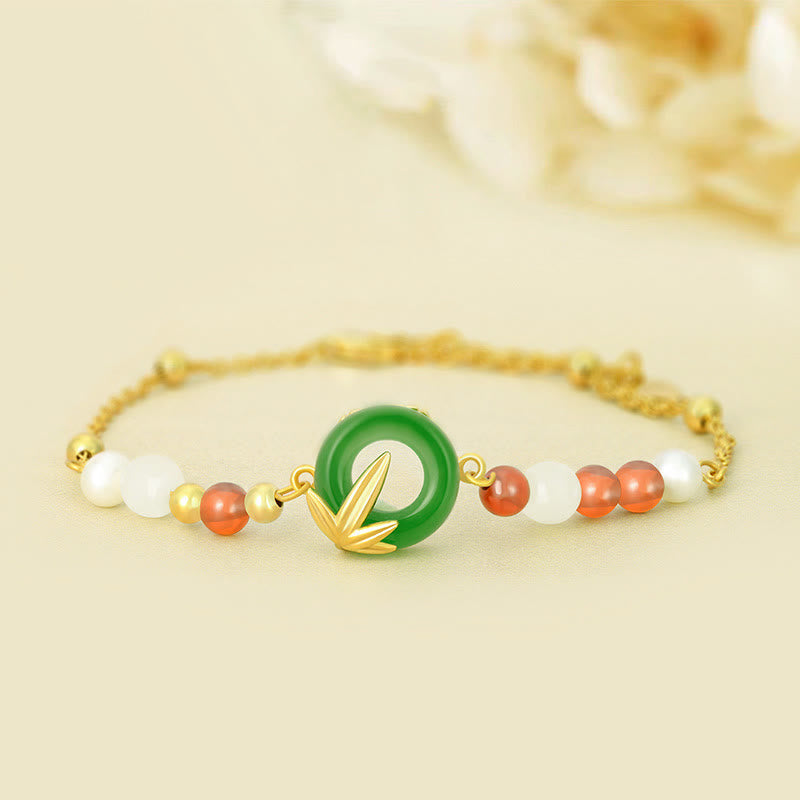 Bracelet boucle de paix en argent et calcédoine verte