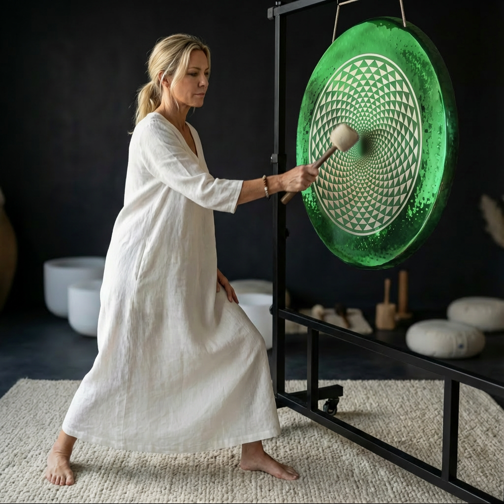 Instrument de gong à géométrie verte pour la relaxation sonore