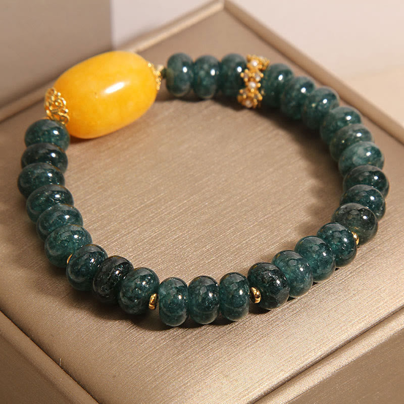 Bracelet porte-bonheur en perles de boulier en jade vert 14-16 cm