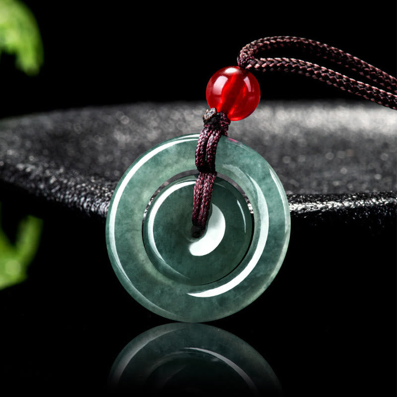 Collier en jade vert à double boucle de paix pour l'abondance