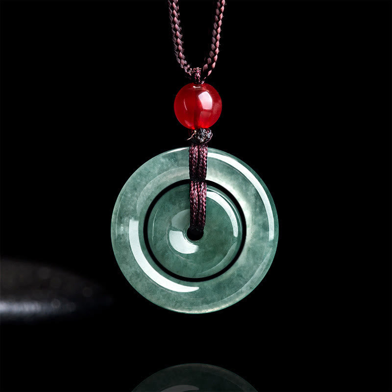 Collier en jade vert à double boucle de paix pour l'abondance