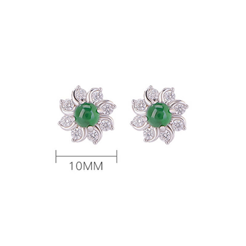 Boucles d'oreilles de prospérité en fleur de jade vert